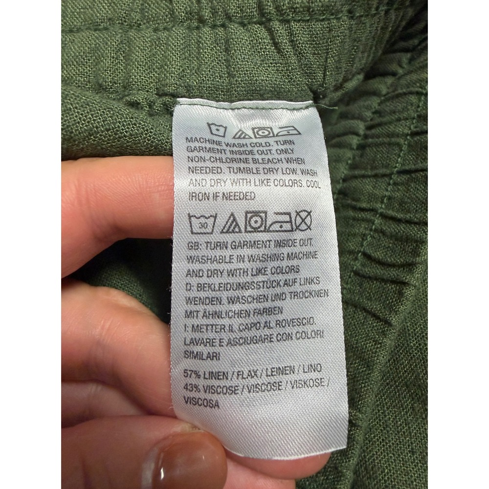 Naturals d&co Green Linen Blend Wide Leg Drawstring Pants XLP boho Lagenlook - Picture 2 of 7